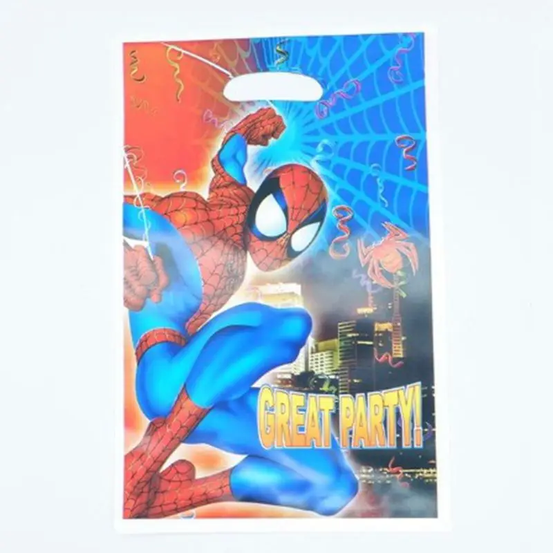 20pcs loot bag На тему Человека-паука декор для вечеринки в честь Дня Рождения Бумага Салфетка под тарелку кружку баннер/Флаг коробка конфет бледно-желтая Посуда Набор Baby Shower вечерние поставки - Цвет: 20pcs loot bag