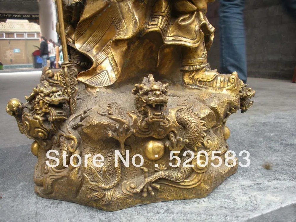Fast 29&quotChina pure Brass Huge Dragon Guan Gong mammon Yu statue fast | Statues &amp Sculptures
