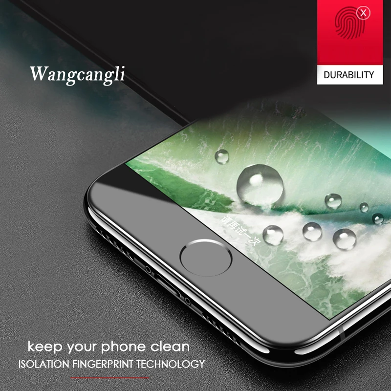 Защитное стекло wangcangli для iPhone 6 4d закаленное Защита экрана iphone X 8 7 6S plus белый