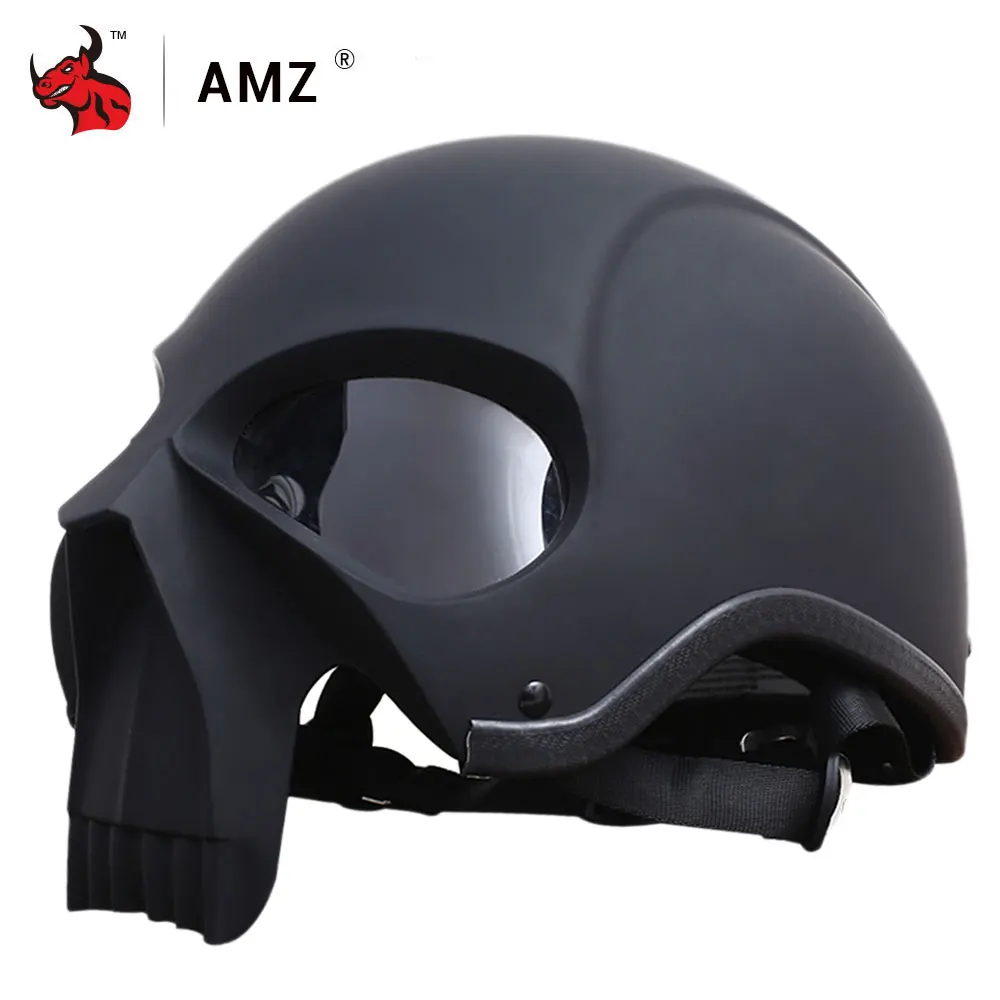 АМЗ мотоциклетный шлем с открытым лицом Винтаж Casco мото Ретро Для мужчин в виде черепа Moto шлем лето мотоцикл шлем на половину лица