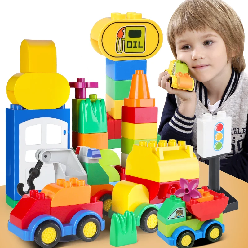 55/63 шт. модель автомобиля полицейский большой размер строительные блоки