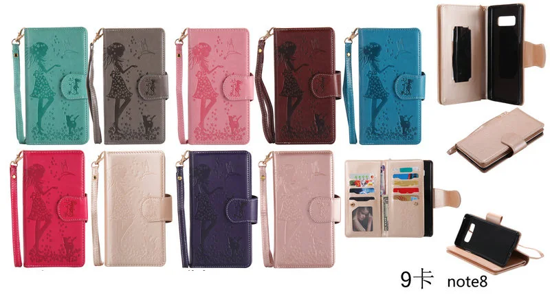 Для Samsung Galaxy Note 8 чехол Магнитный 2 в 1 9 слотов для карт кошелек флип Note8 с