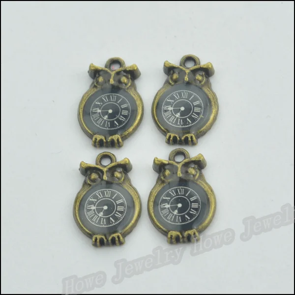 Качественные 9 шт шарма Эмаль черные часы в виде совы Часы Кулон Античный