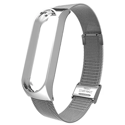 Silver Для Mi Band 4 3 ремешок на запястье металлический браслет из нержавеющей стали для Xiaomi Mi Band 4 3 напульсники MiBand 4 3 Band 4 Pulseira Miband4 - Цвет: Silver
