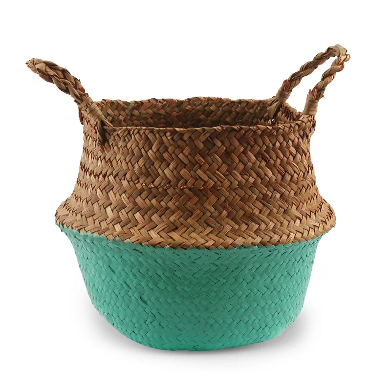 Emerald Green Sac основной osier плетеная корзина складной висячий цветочный горшок плетеная корзина для хранения игрушек для пикника - Цвет: Emerald Green