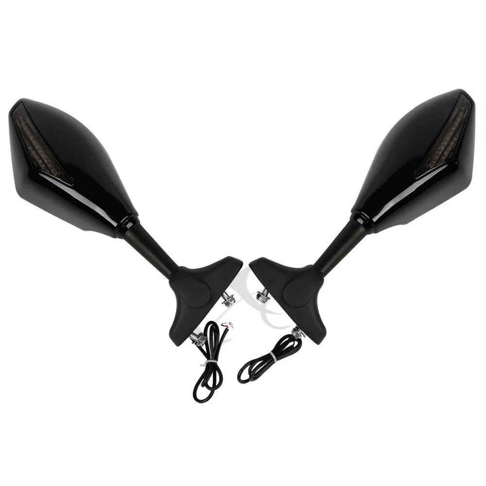 Мотоциклетные черные универсальные боковые зеркала заднего вида светодиодная