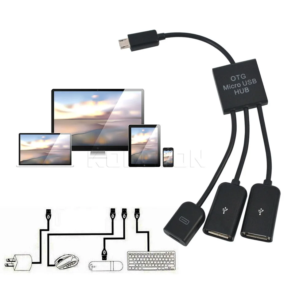 Kebidu черный 1 папа на 3 женский микро USB OTG кабель концентратор разъем сплиттер