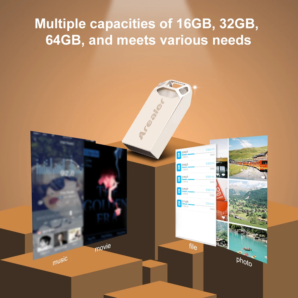 Arealer USB флэш-накопитель USB3.0 Мини Портативный U диск 32 Гб флешки автомобильный флеш-накопитель с светильник светодиодный для ПК ноутбука