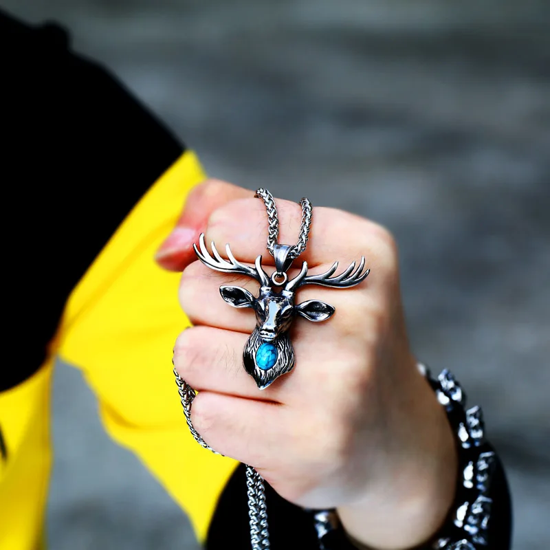 Байер 316L нержавеющая сталь Прохладный голова оленя амулет нос колье с кулоном в