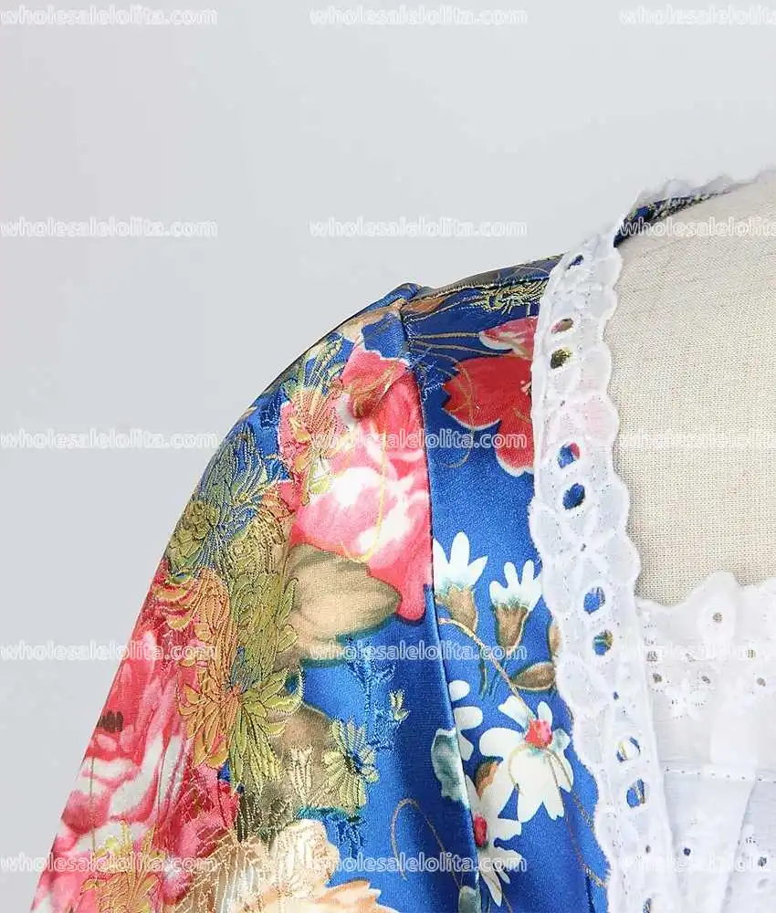 

HOT!! Global FreeShipping 18th Centry Rococo Style Marie Antoinette Stage Blue Print Costumes