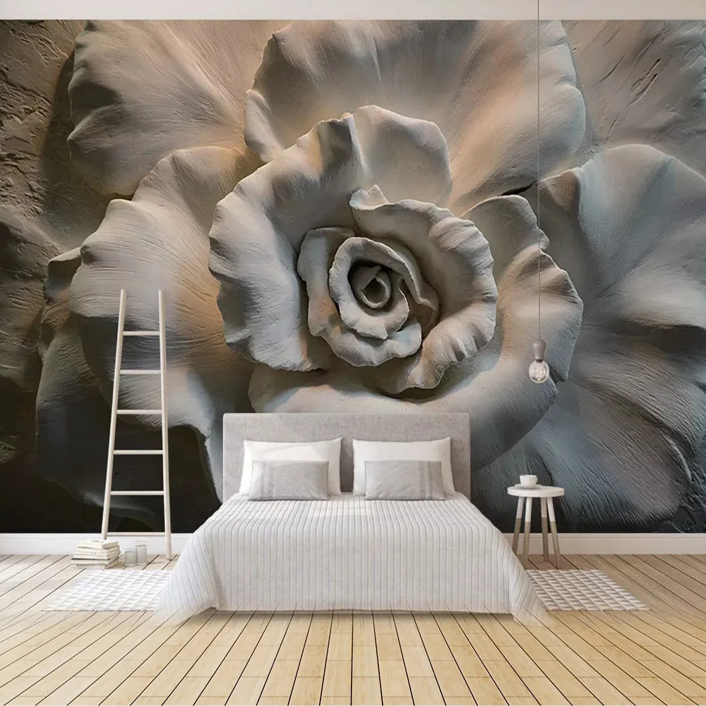 Супер 3D рельефные цветочные обои водонепроницаемый холст ювелирные изделия