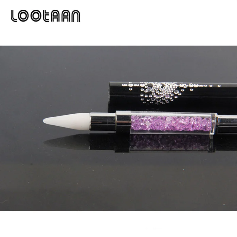 Lootaan 1 шт. двойная ручка для дизайна ногтей хрустальные бусины горный хрусталь