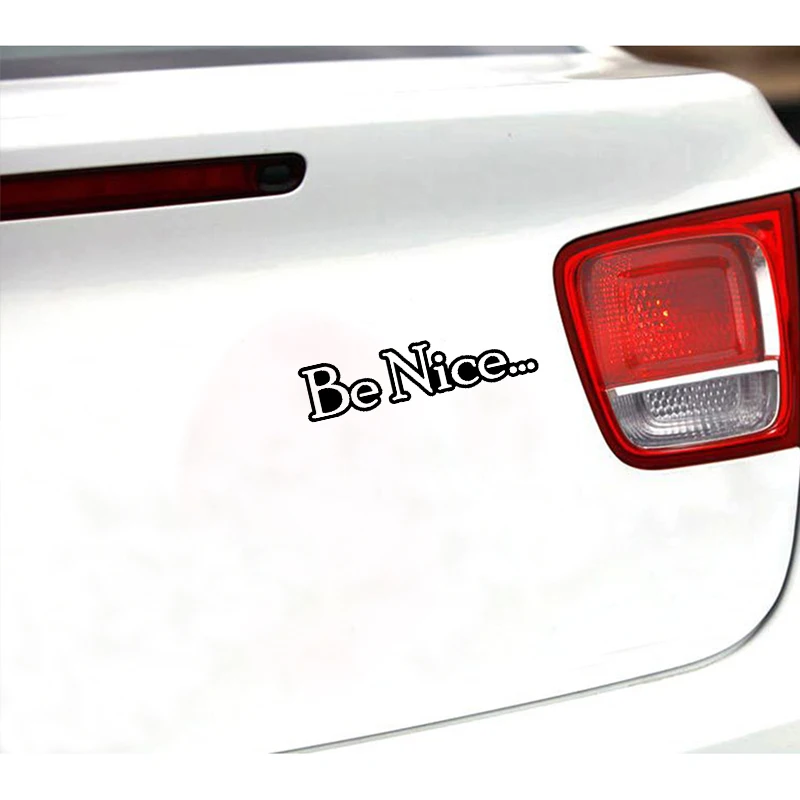 

QYPF 16.7CM*4CM Fashion BE NICE English Words Vinyl Motorcycle Car Sticker Decal Black Silver C15-2131
