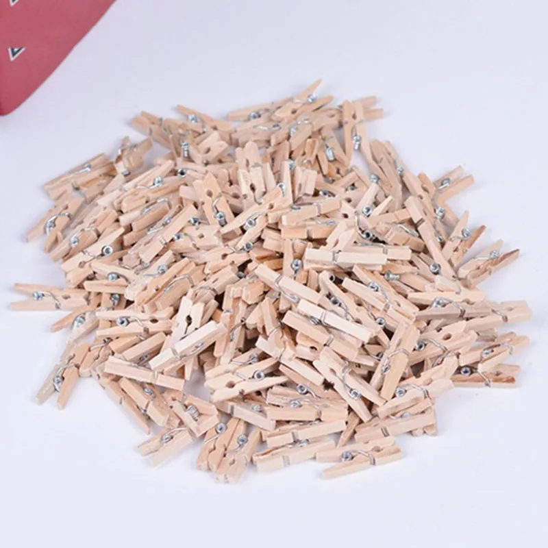 Полезные Новые Натуральные Деревянные клипсы мини одежда Pin фото бумажный Peg 50