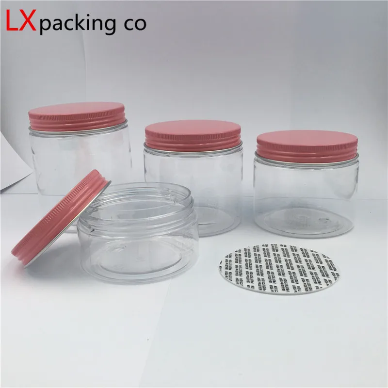 

30PCS 50ml 100ml 150ml 180ml 200ml 250ML Clear Plastic Packaging Bottles Pink Aluminum Lid Spice Container 2 3 5 6 OZ Bank