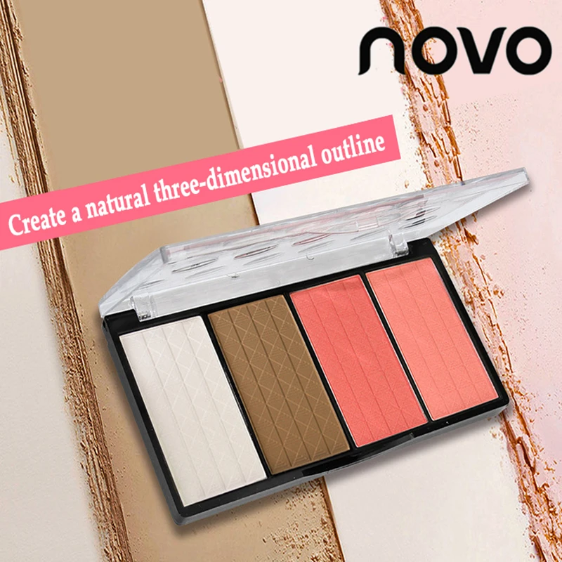 NOVO бренд натуральный трехмерный четыре Цвет Румяна пластина высокий свет для