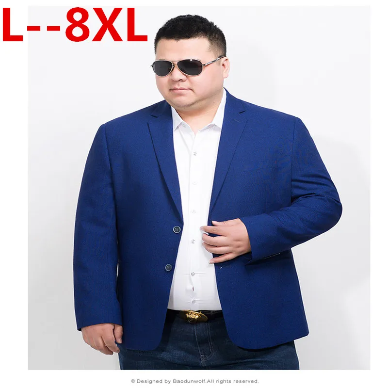 Плюс размер 10XL 8XL 6XL 5XL Блейзер повседневный мужской пиджак сплошной цвет Хлопок Мужской бейзер пиджак классический мужской s костюм куртки пальто - Цвет: 2