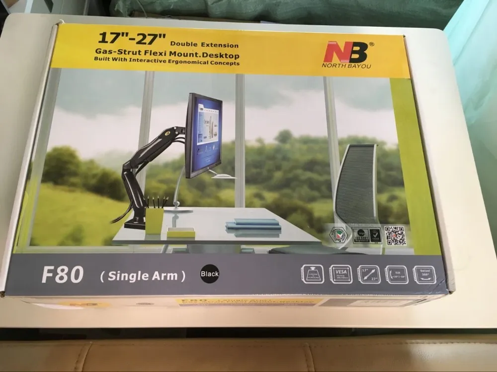 Держатель для монитора NB F80 Desktop1"-27" ЖК-светодиодный держатель для монитора, газовая пружина, крепление для телевизора с полным движением, кронштейн для загрузки 2-6,5 кг