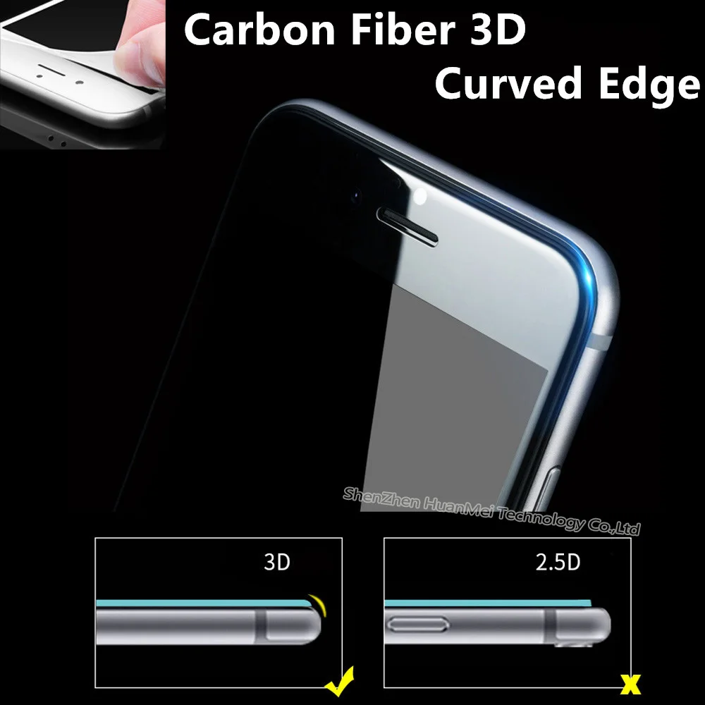 Углеродное волокно 3D изогнутые края полное закаленное стекло для iPhone 7 Защитная