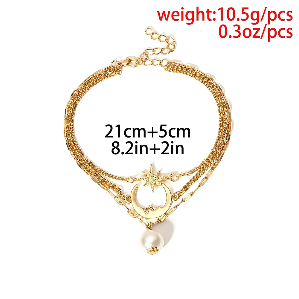 Браслет на ногу Bls-miracle женский многослойный простой браслет с Луной и звездами