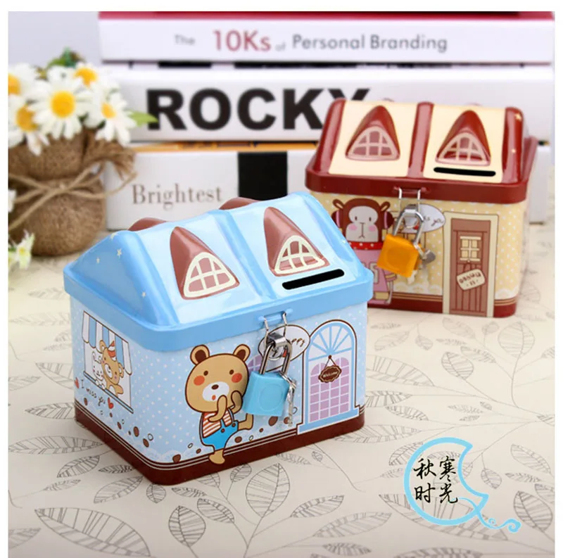 Креативный оловянный домик милая копилка коробка для хранения денег коробки