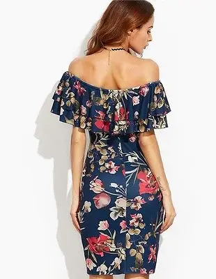 Женское платье карандаш винтажное коктейльное мини с цветочным принтом и