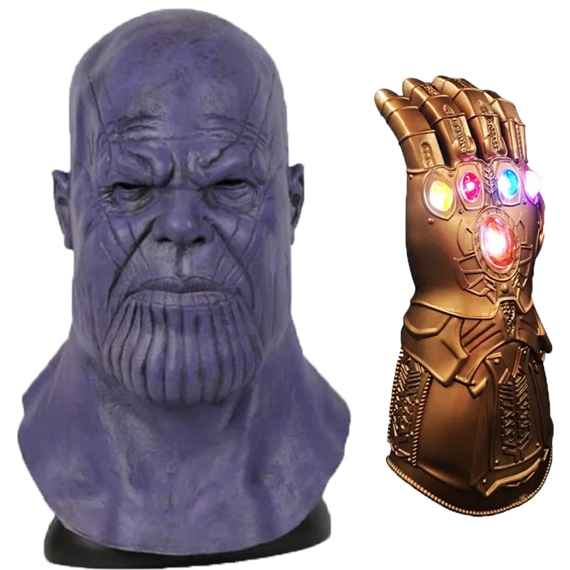 Маска Мстителей Косплей танос светодиодный Бесконечность перчатки Хэллоуин