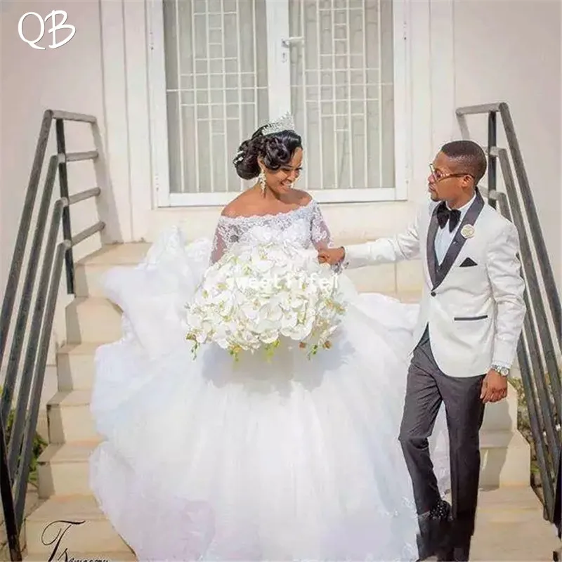 Custom Made Wedding Dresses Ball Gown Long Sleeve Lace Appliques Plus Size Bridal Gowns 2019 New Fashion ZD54