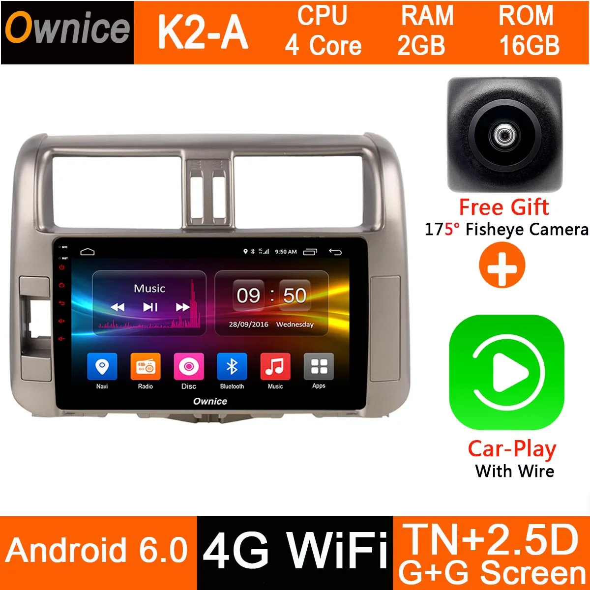 8 ядерный Android 9,0 " ips 4G ram+ 32G rom автомобильный Радио плеер gps для Toyota Prado 150 Land Cruiser 2010 2011 2012 2013 DSP CarPlay - Цвет: K2-A-CarPlay