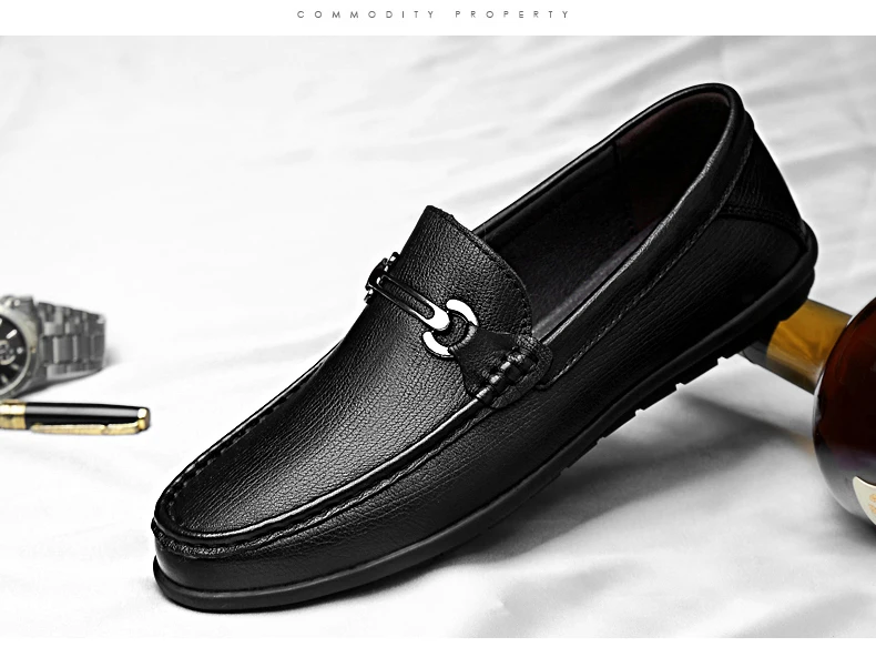 new fashion men's shoes casual genuine leather loafers male brown black slip on shoe man comfortable driving shoes for men