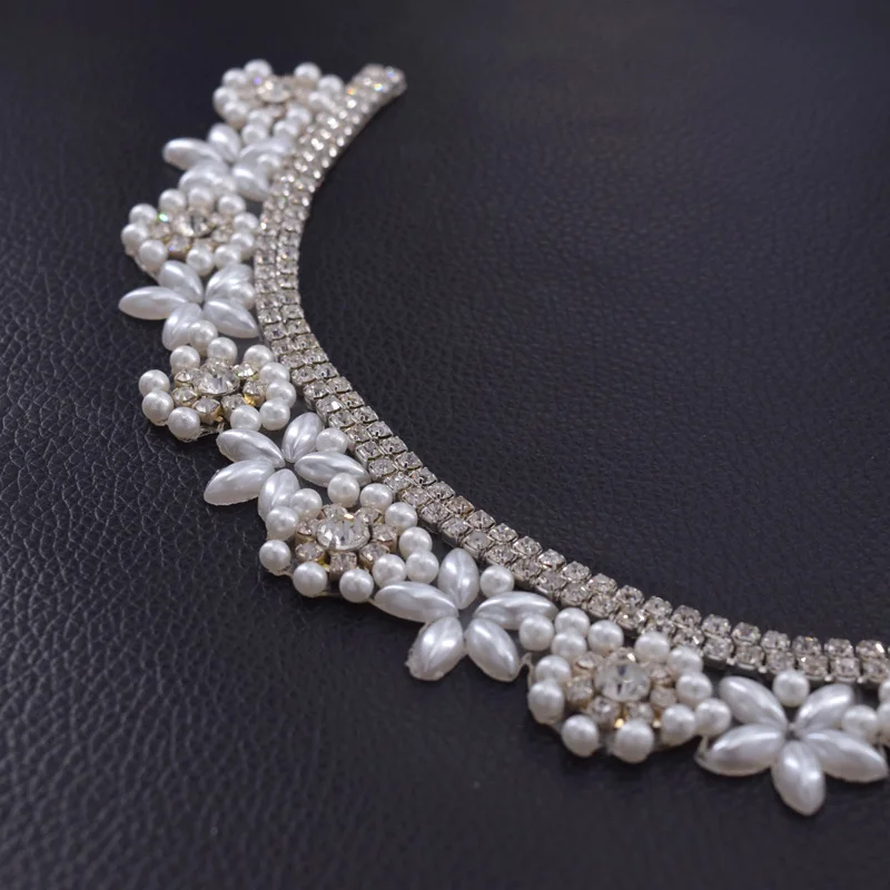 2 шт./лот с жемчугом и железными стразами для женщин платье цветочной аппликацией