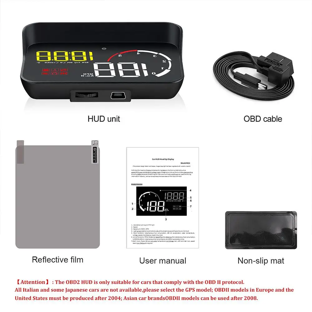OBD2 II Hud Дисплей Цифровой спидометр превышение скорости Предупреждение электронная сигнализация лобовое стекло проектор r20