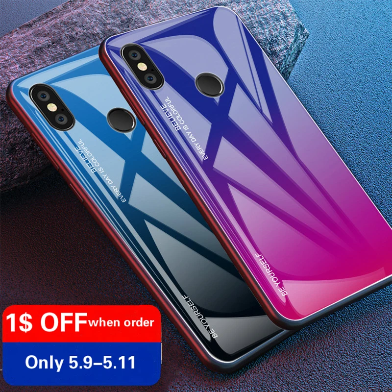 For iPhone 7 8 Plus Xs max Phone Case Gradient Tempered Glass Hard Back Cover 6 6s Xr Patterned funda |