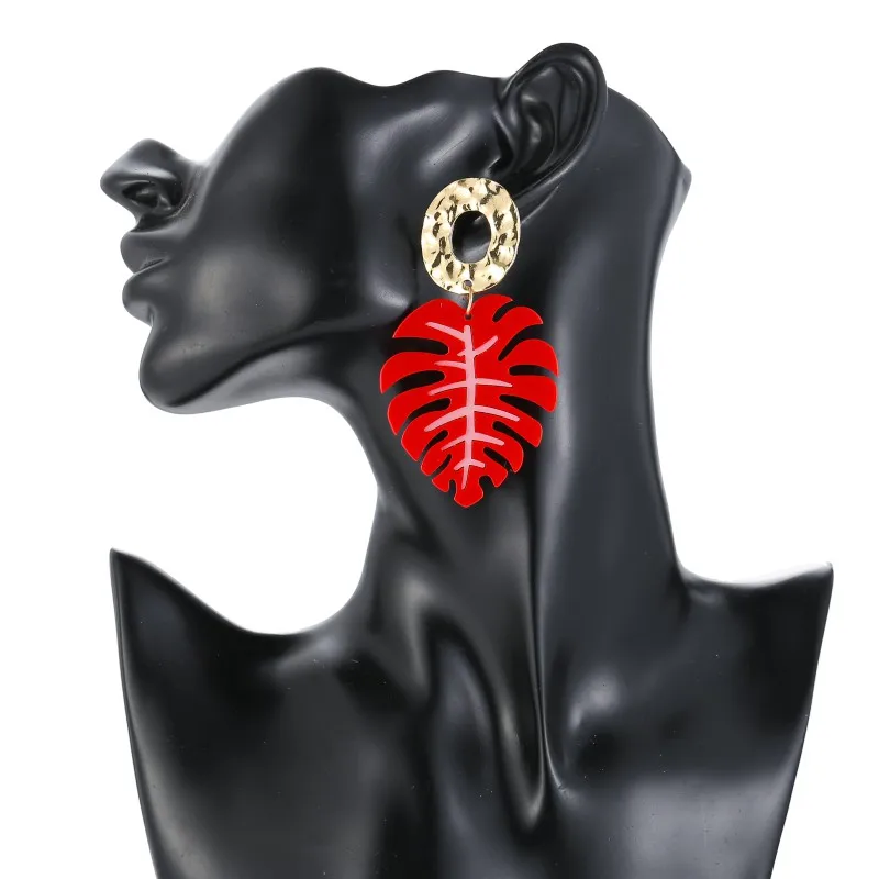 Трендовые женские пластиковые полимерные серьги с большим листом для женщин в