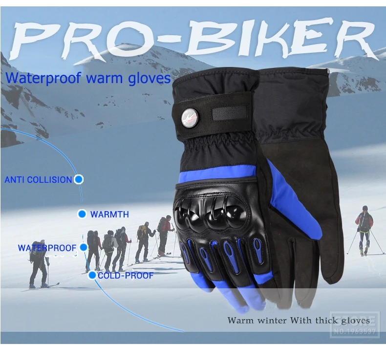 PRO-BIKER зимние мотоциклетные перчатки на полный палец, мотоциклетные перчатки, мотоциклетные перчатки, водонепроницаемые ветрозащитные мотоциклетные перчатки для катания на лыжах