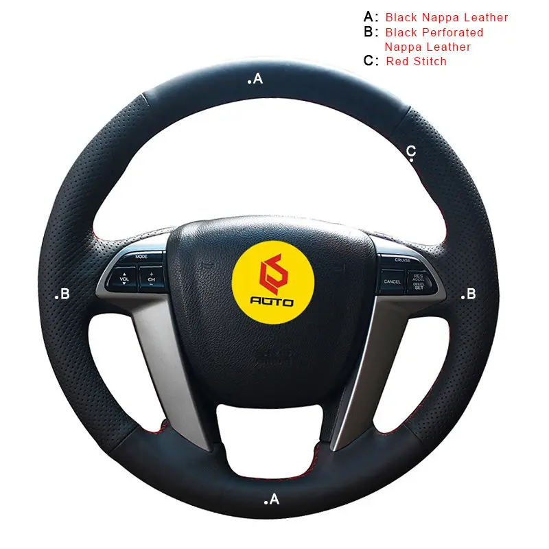 Nappa Leather Ручной швейный чехол рулевого колеса автомобиля для Honda Accord 8 2008-2013 Odyssey 2011- Pilot Авто оплетка на крышку рулевого колеса - Название цвета: Nappa Leather