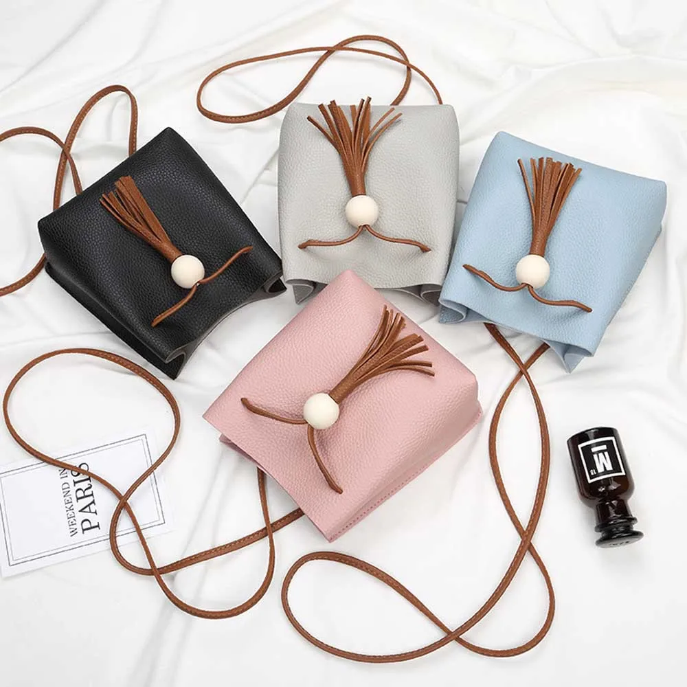 

SUBIN woman PU Leather Cell Phone Retro tassels Bag Wallet luxury Purse Neck Strap Shoulder Drawstring bucket bag Cosmetic Bag