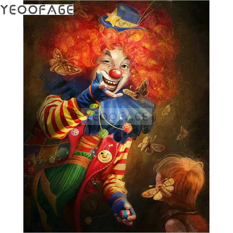 5D Diy Алмазная картина крестом Стразы мозаика клоун вышивка бабочки домашний