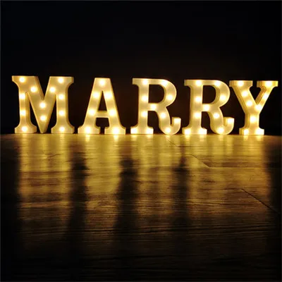 MARRY Белый светодиодный ночник с буквами и цифрами, лампа с батареей для дома, клуба, наружного и внутреннего декора стен, подарок для любви, украшение для свадебной вечеринки, Рождество - Цвет: MARRY