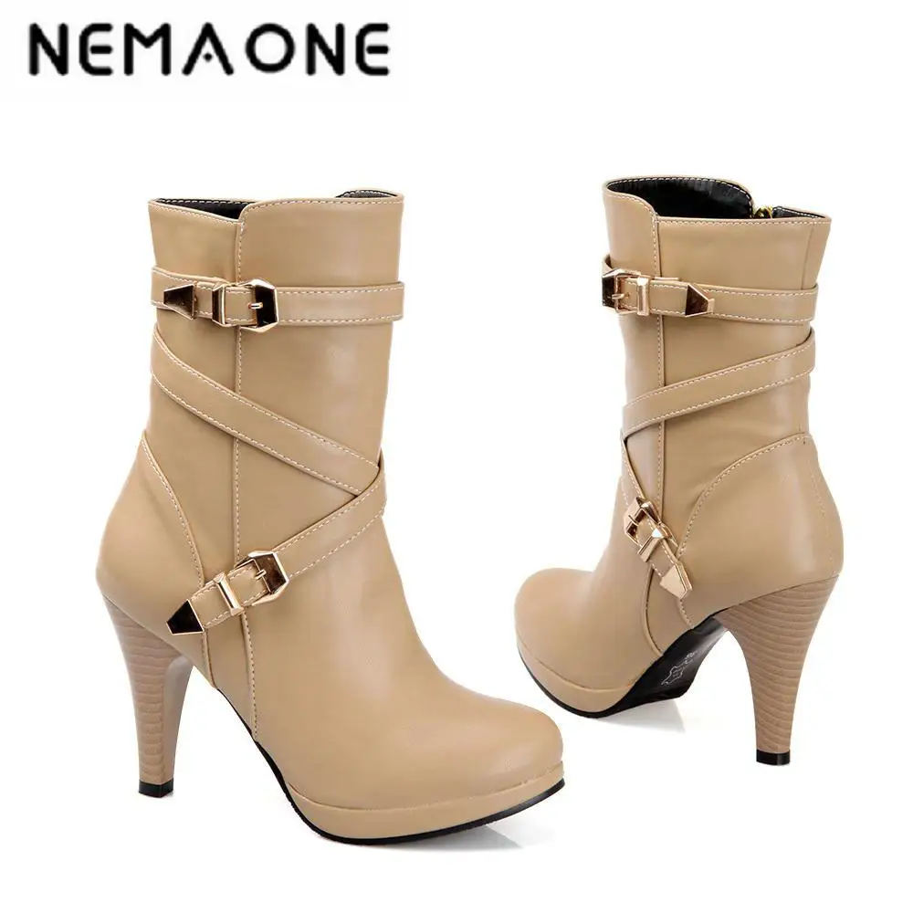 Модные дамские пикантные ботильоны в рыцарском стиле на платформе и высоком