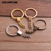 10pcs key ring ring size 30mm key chain rhodium and bronze plated 50mm long round split keychain keyrings p6680