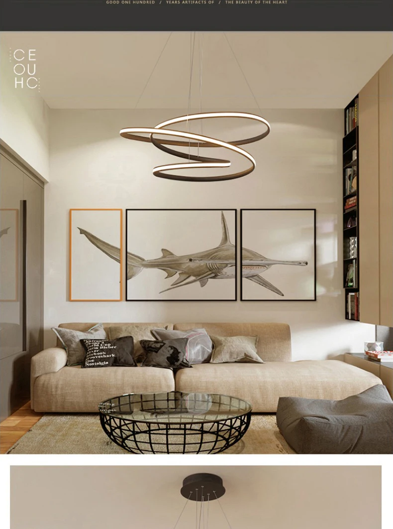Modern led Chandeliers for Kitchen Dining Room Living Room Suspension luminaire White/Black Aluminum Hanging Chandeliers avize