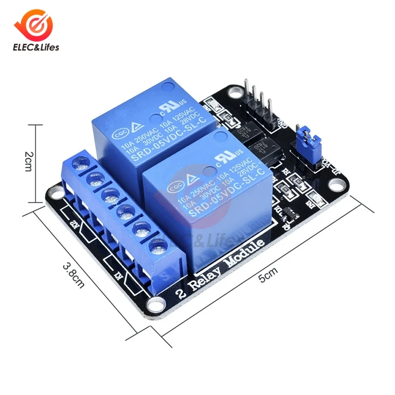 Двухканальная плата релейного модуля оптрона 5 в 2 канала 8051 AVR PIC DSP ARM MSP430 TTL Logic для