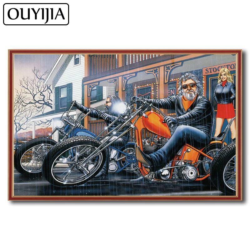 Алмазная мозаика OUYIJIA 5D сделай сам локомотив медвежонок мультфильм мотоцикл