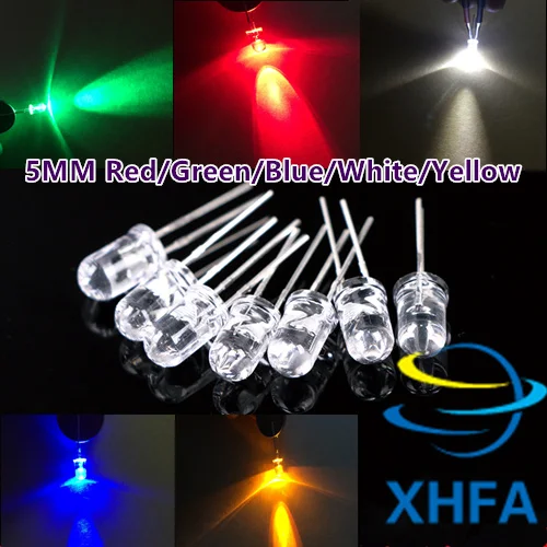 250 шт. ультраяркие светодиодные лампы 5 мм (белый/красный/зеленый/синий/желтый) 3 в