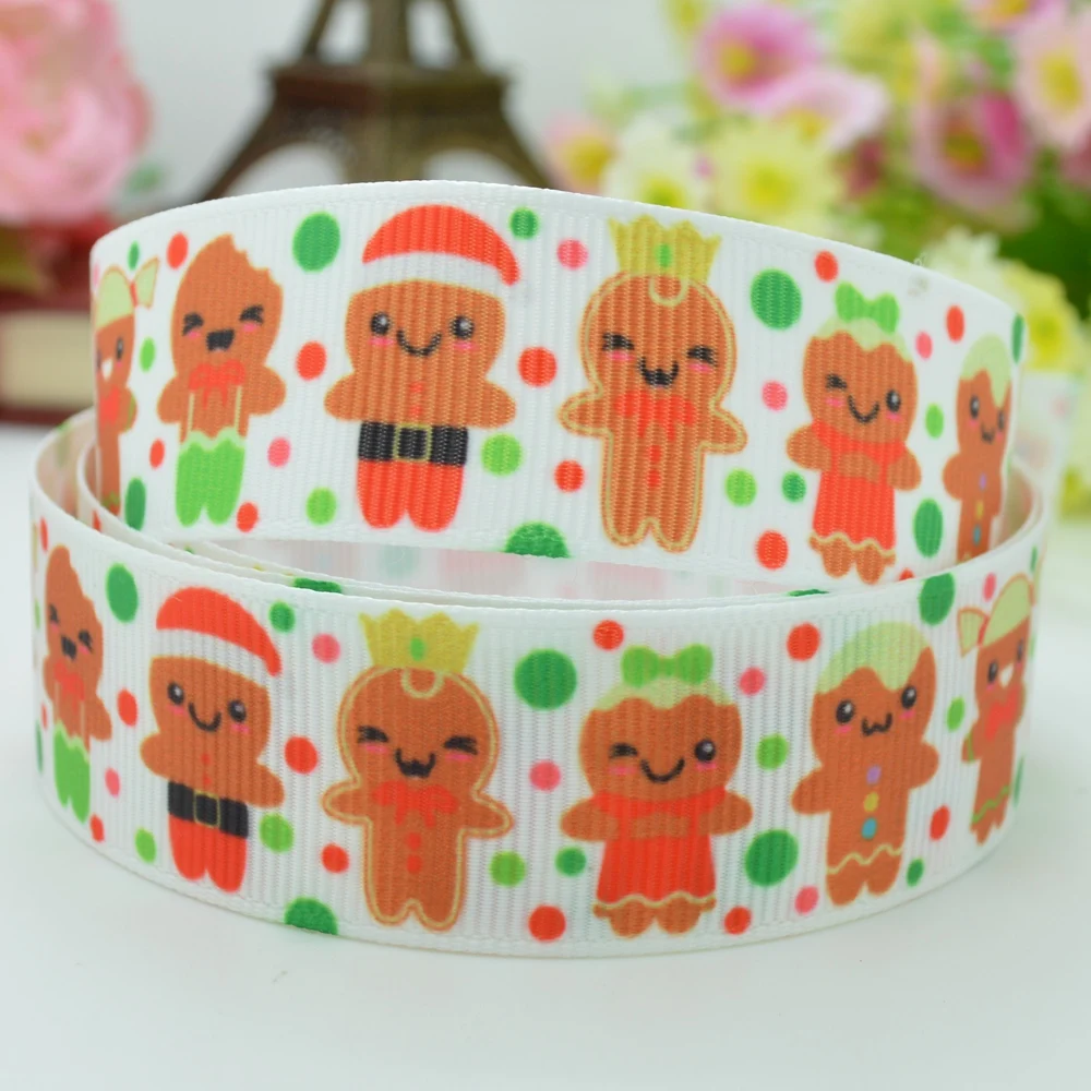 DUWES 7/8 &quot22 мм 2 5 10 20 50 ярдов Отец Рождество пряник Человек Печатный grosgrain ленты