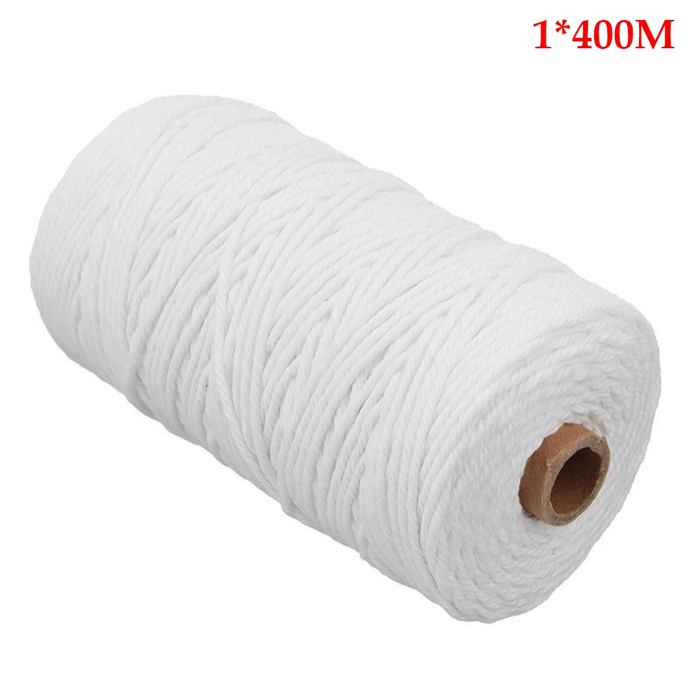 White 1x400m Artisan веревка скрученная веревка гобелен длинные сделай сам, поделки ручной работы настенный хлопок вязаная занавеска макраме - Цвет: White 1x400m