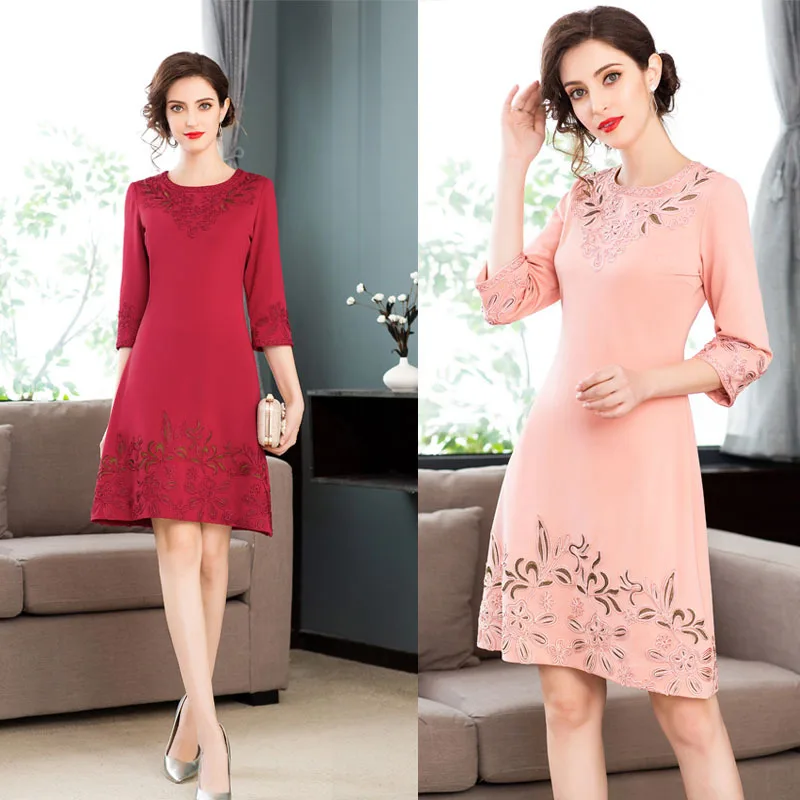Красное розовое платье Модные Вечерние Платья Vestidos De Festa женское платье с вышивкой и аппликацией дамское тонкое приталенное платье А-силуэта плюс размер