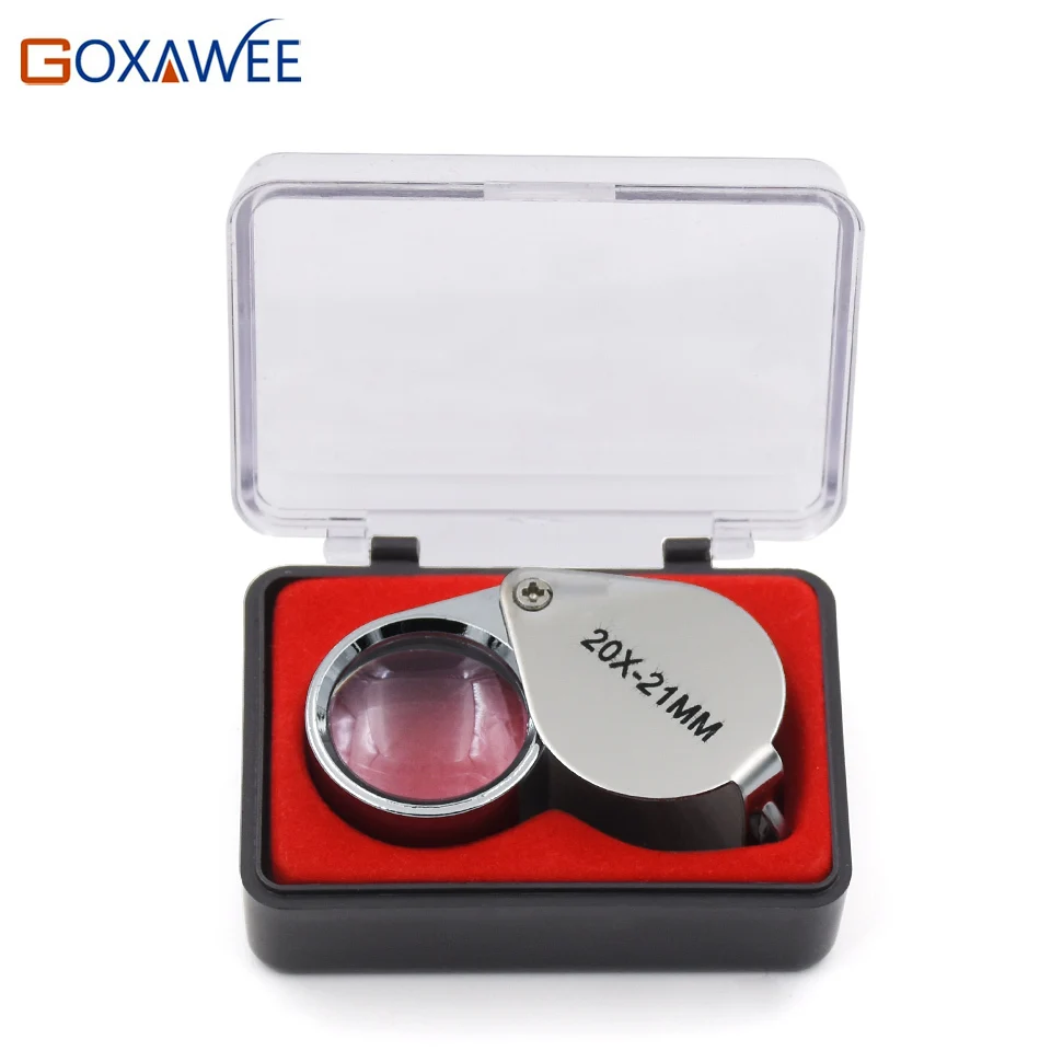 

GOXAWEE Mini 20 x 21mm Jeweler Loupe Eye Magnifier Magnifying Glass Triplet for watchmaker Magnifying Triplet Worldwide