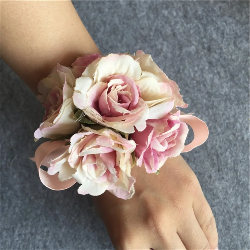 Искусственная Роза WeddingBobDIY цветок невесты корсаж на запястье женский браслет